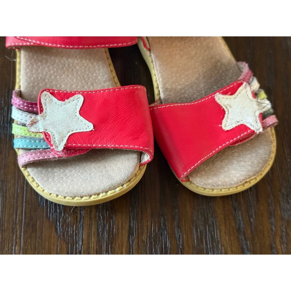 Livie & Luca Star Rainbow Sandals Kids Size 12 Red Good Leather Hook and Loop